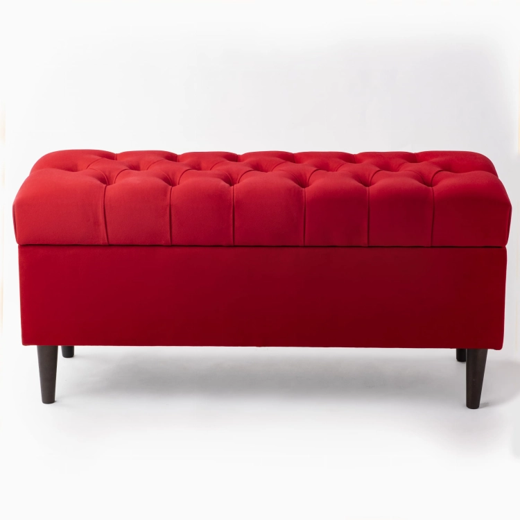 Gesteppter Sitzpuff mit Stauraum in intensivem Rot, eine bequeme und ästhetische Lösung