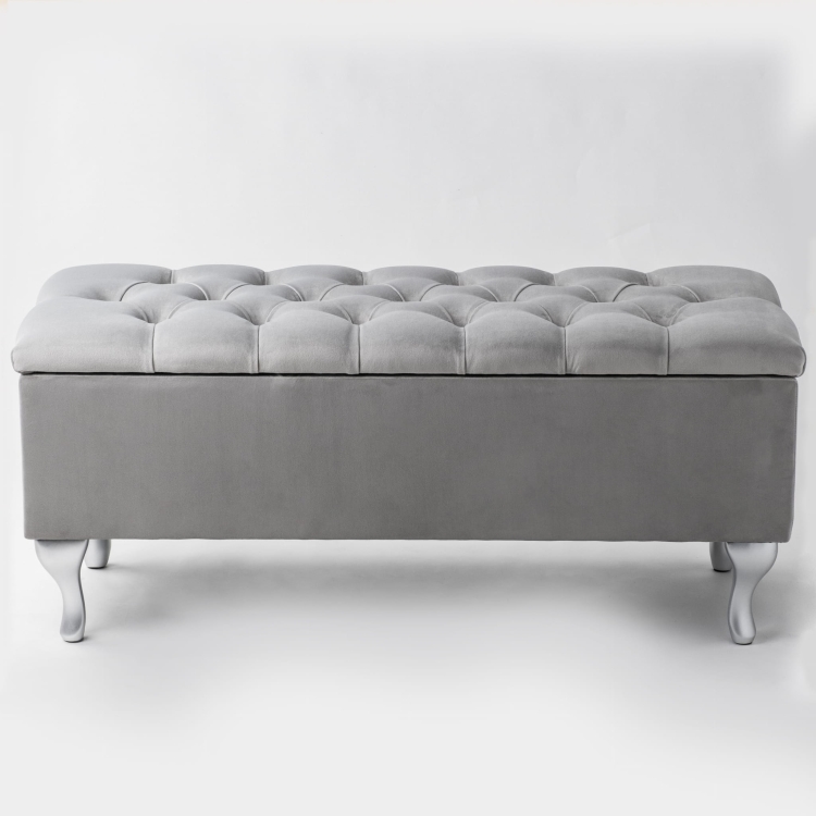 gesteppter Sitzpuff in Grau mit Stauraum, bequemer und funktionaler Platz