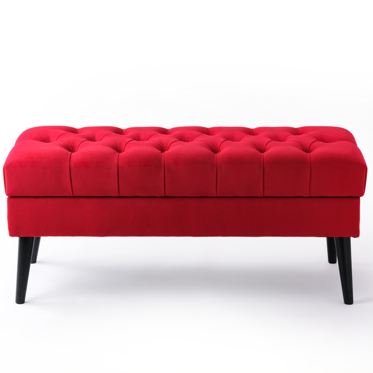 roter Pouf mit Stauraum