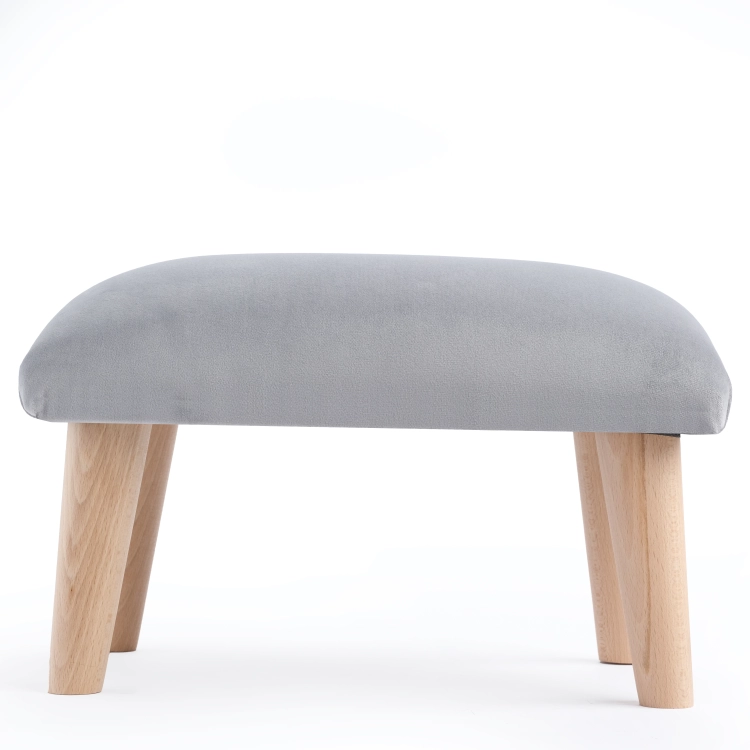 Skandinavischer grauer Hocker, minimalistisches und praktisches Möbelstück