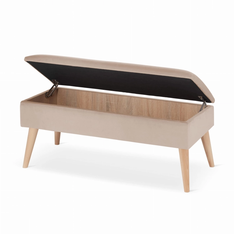beige Bank mit Stauraum