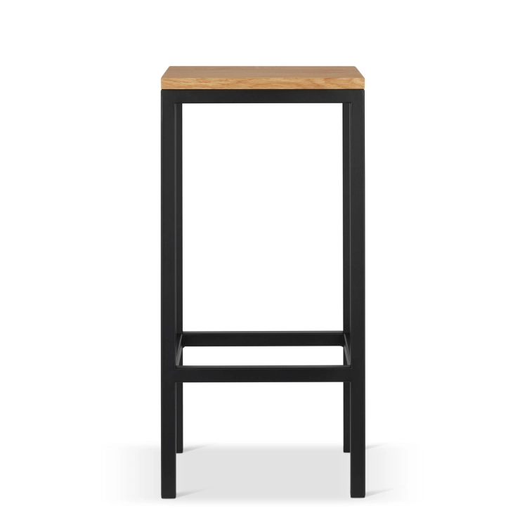Metallhocker mit Holzsitz