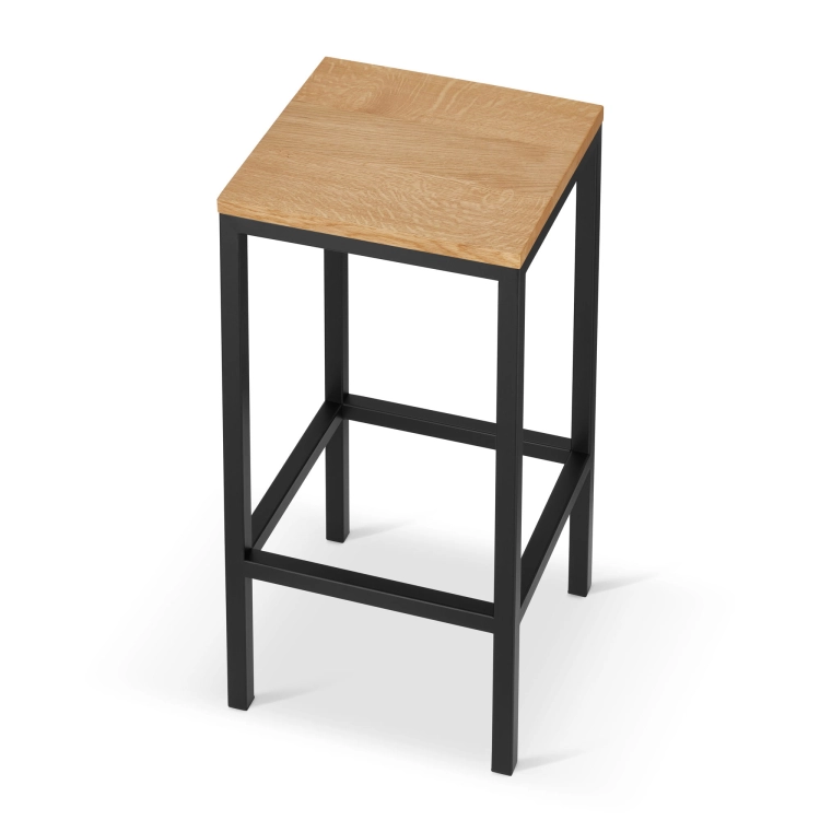 Metallhocker mit Holzsitz