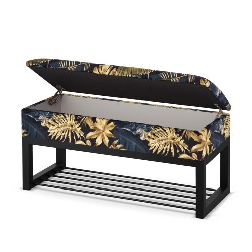 Puff mit industriellem Muster, Ablagefach und Schuhregal