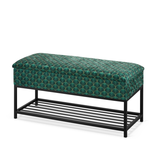 grünes Schuhregal mit Sitz