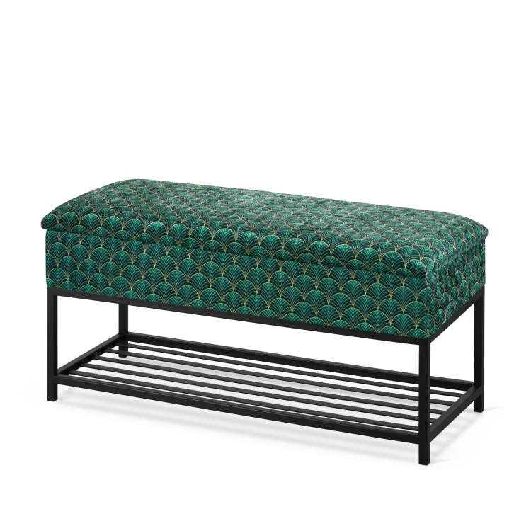 grünes Schuhregal mit Sitz