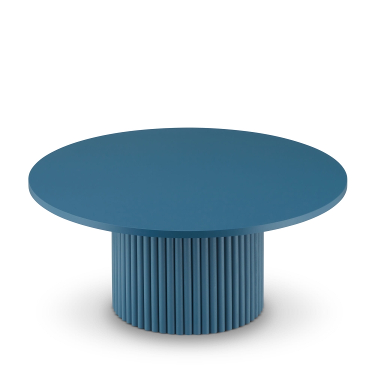 blauer runder Couchtisch