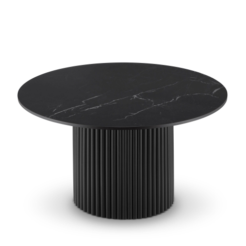 Runder schwarzer Tisch mit Steinplatte