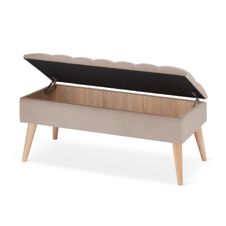 Gesteppter Latte-Pouf mit Stauraum