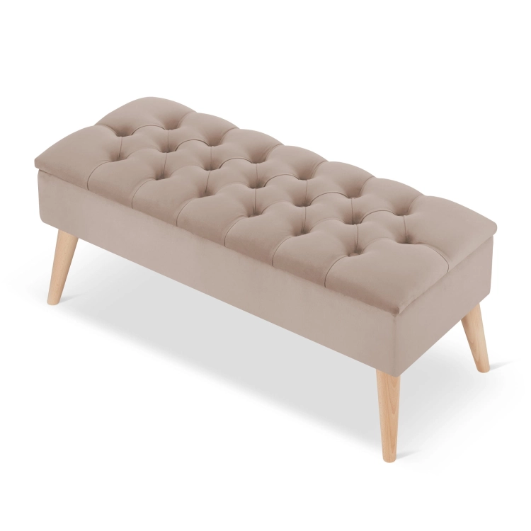Stilvoller gesteppter Latte-Pouf mit Stauraum, ein praktisches Möbelstück für den Innenraum