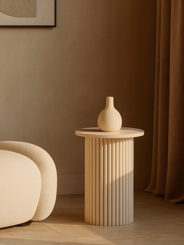 stolik pomocniczy z ryflowaną nogą w salonie