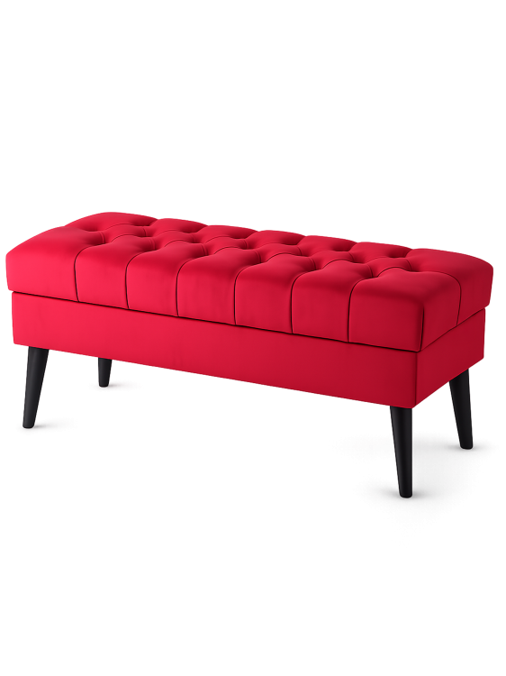 roter Pouf mit Stauraum für das Schlafzimmer