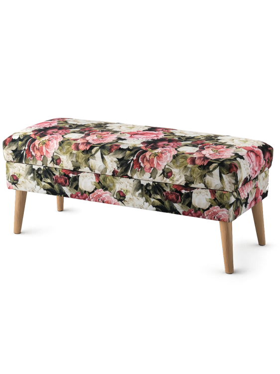 Gepolsterter Sitzpuff mit Blumen und Stauraum, ein elegantes und radioaktives Accessoire
