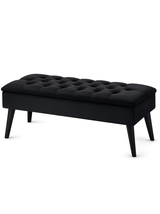 Gesteppter Pouf mit Stauraum in Schwarz, ein elegantes und funktionales Möbelstück