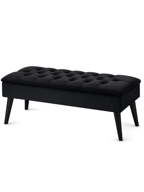 Gesteppter Pouf mit Stauraum in Schwarz, ein elegantes und funktionales Möbelstück