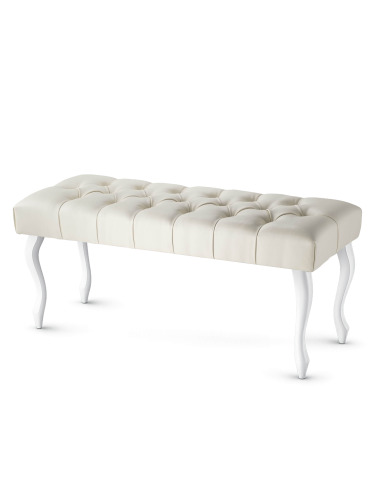 Elegante cremefarbene Lederbank mit Polsterung, perfekt für einen Flur oder Eingangsbereich