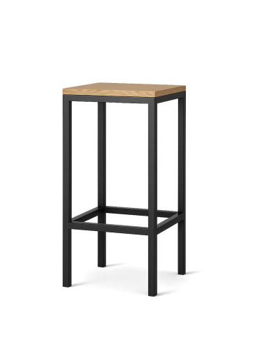 Metallhocker mit Holzsitz