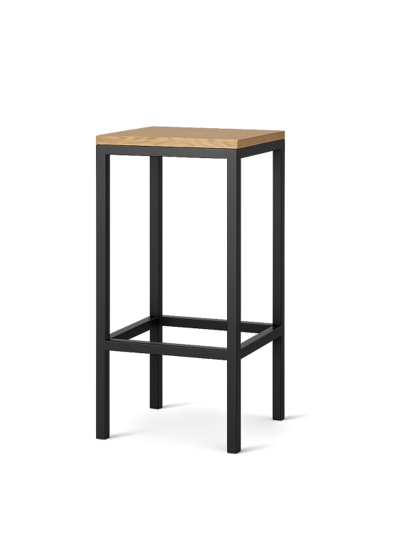 Metallhocker mit Holzsitz