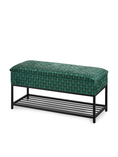 grünes Schuhregal mit Sitz