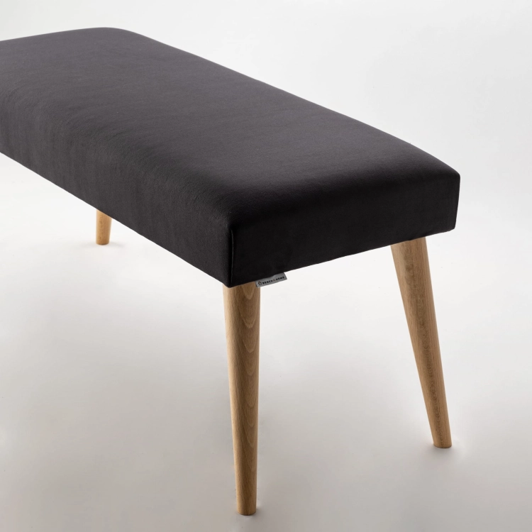Graphitfarbene gepolsterte Bank mit Holzbeinen vielseitiges Möbelstück für Wohnzimmer, Schlafzimmer oder Diele