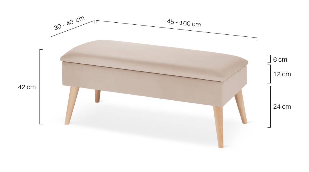 beige Bank mit Stauraum