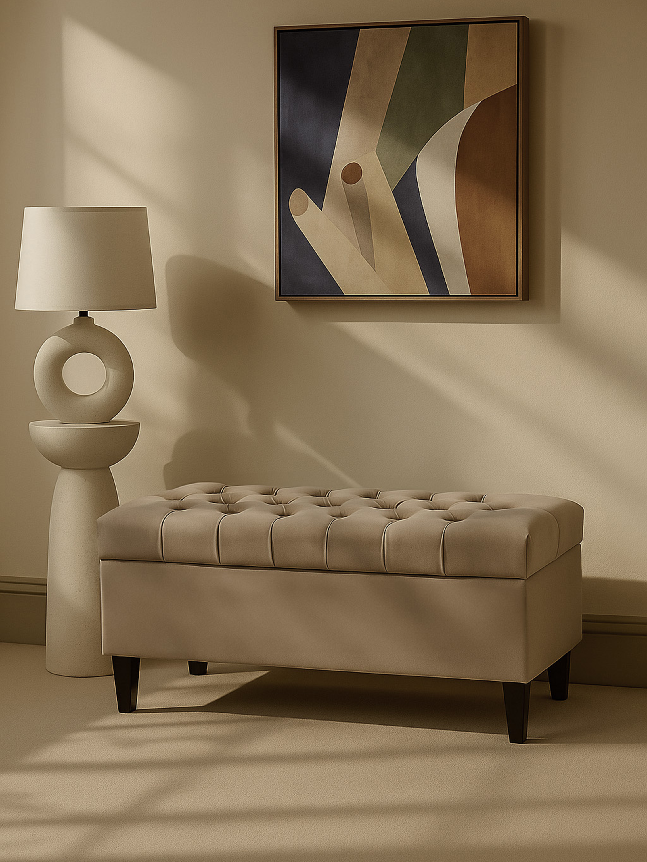 Sitzbank mit Stauraum Cubio+ Capitonné beige