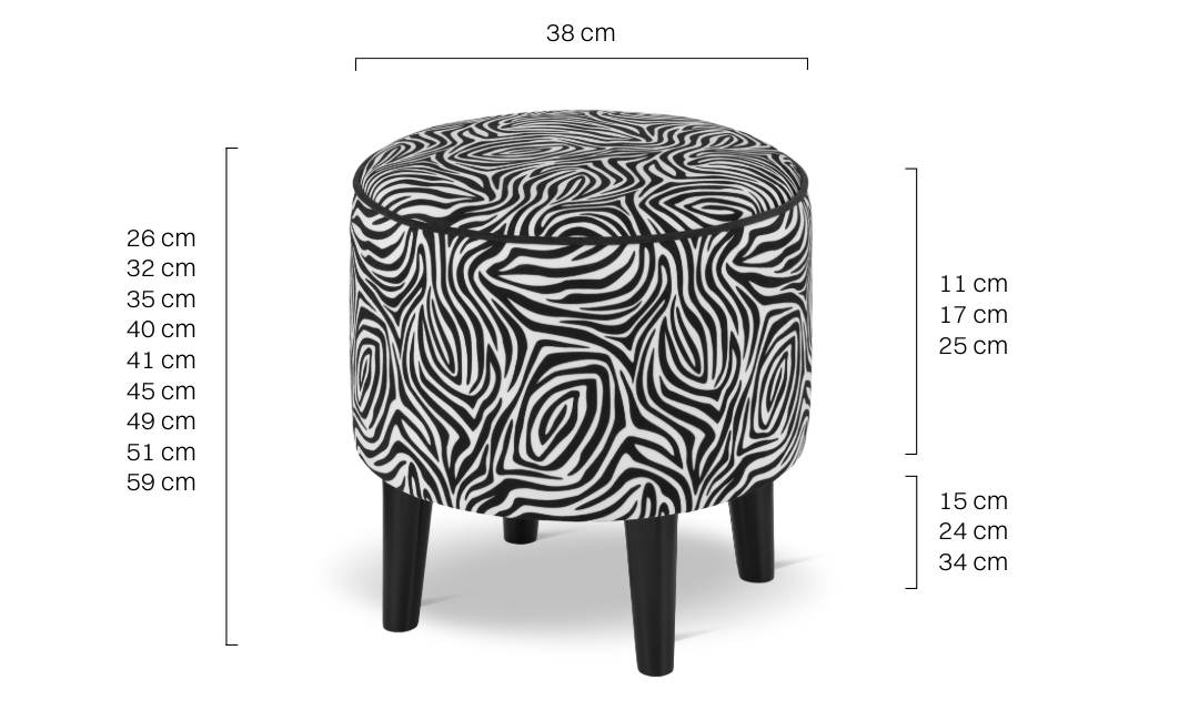 runder Zebra-Puffsessel