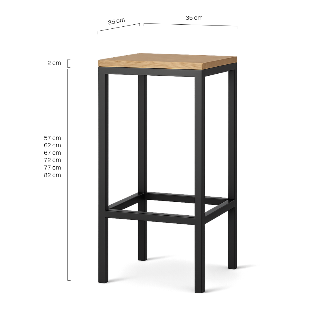 Metallhocker mit Holzsitz