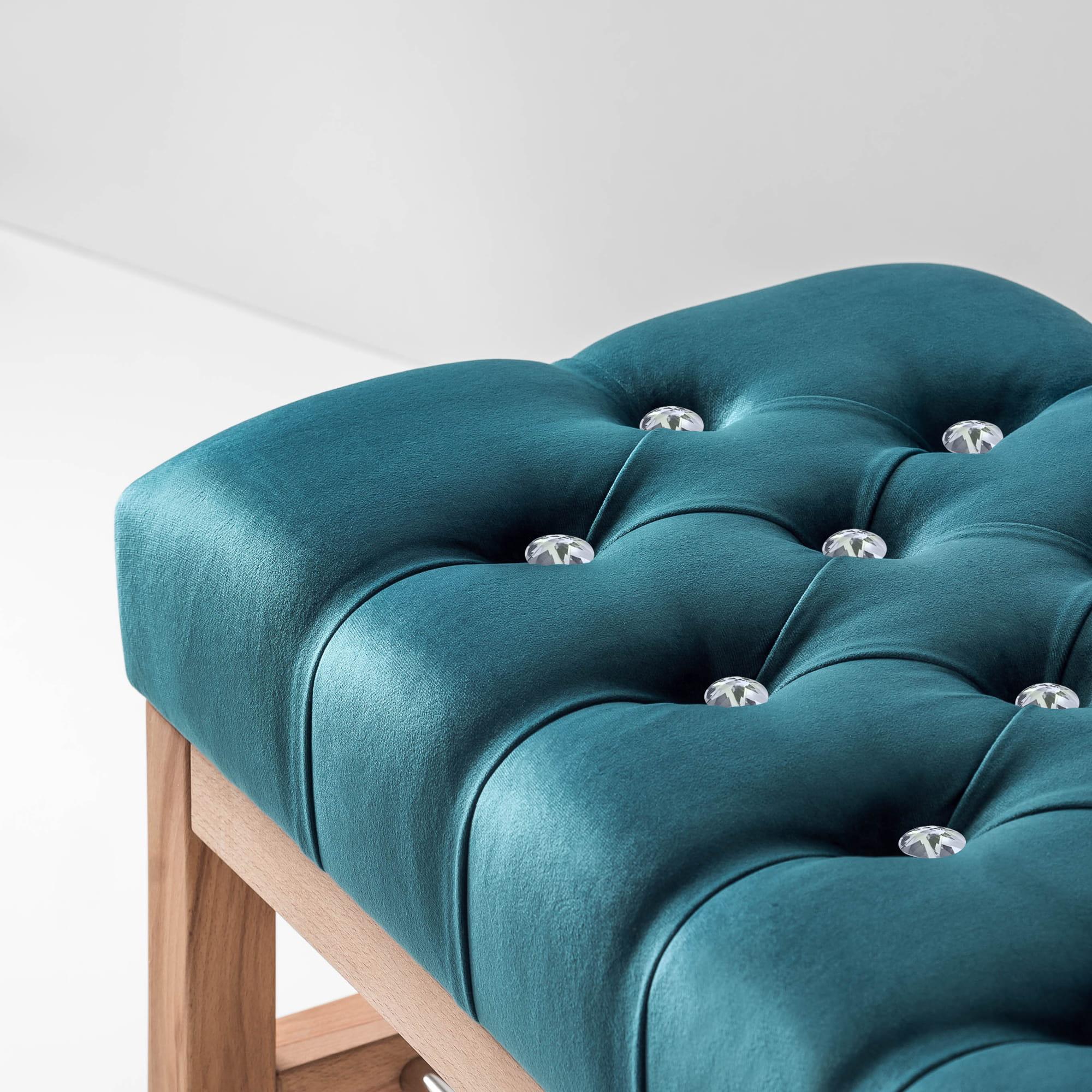 Sitzbank Truhe Mit Staufach Im Kofferdesign – Blaue Stoffbank, 105x38x45 Cm, Mit Holzbeinen